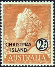 Postage stamp with portrait of Queen Elizabeth II, 1958