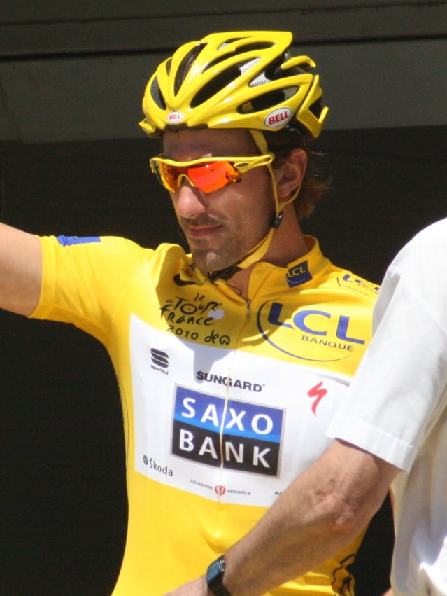Fabian Cancellara pictured at the 2010 Tour de France. He is the rider who has worn the yellow jersey as leader of the general classification for the most days without ever winning the race.
