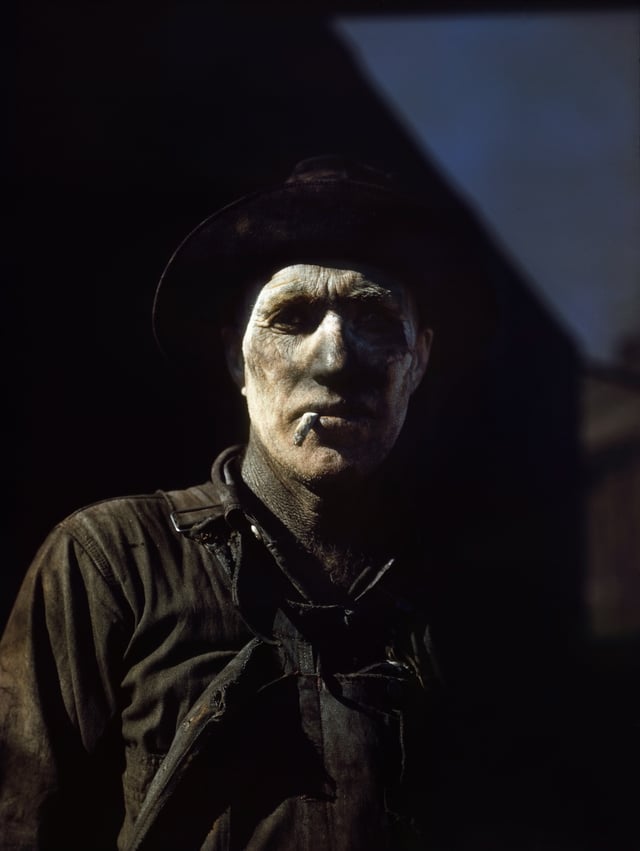 Worker at carbon black plant in Sunray, Texas (photo by John Vachon, 1942)