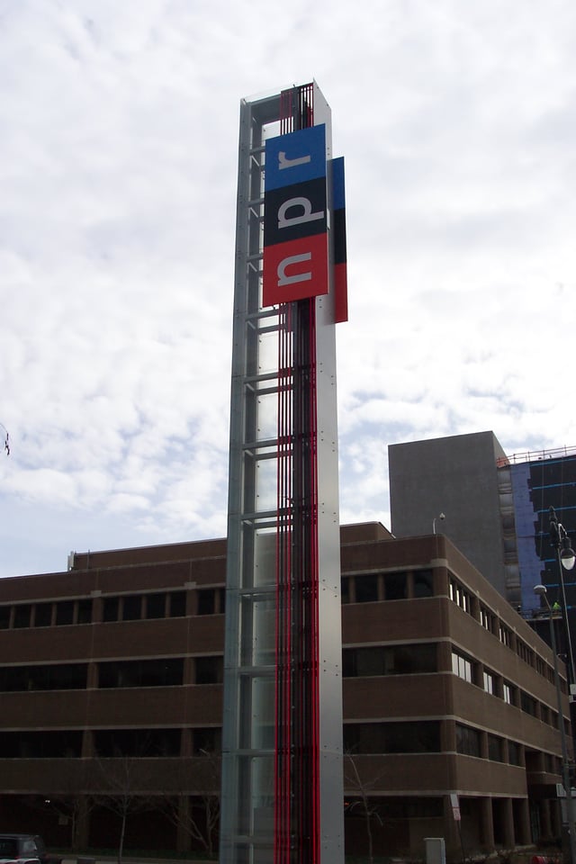 The new NPR sign at 1111 North Capitol St, NE.