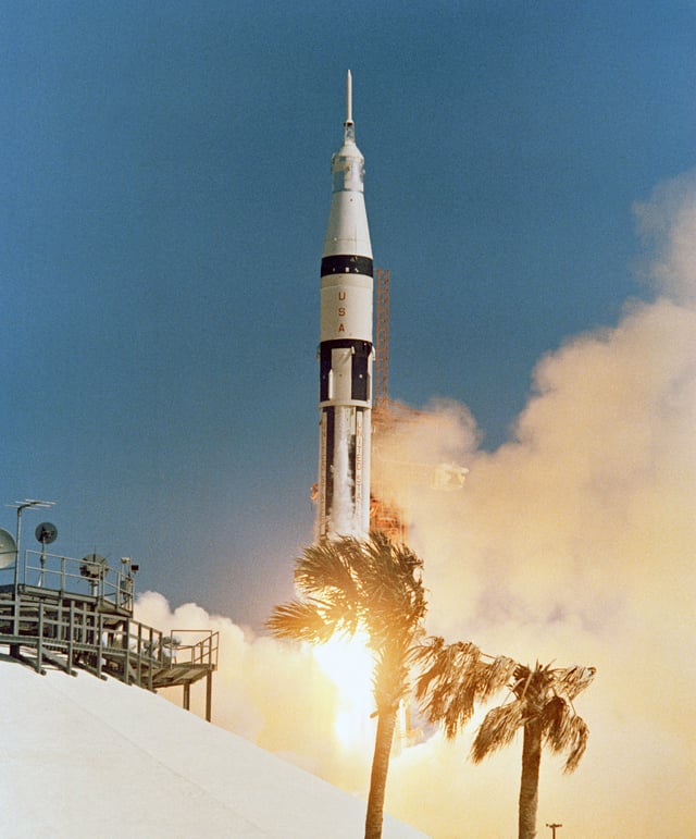 A Saturn IB rocket launches Apollo 7, 1968