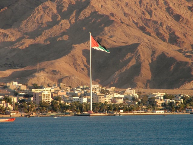 The Aqaba Flagpole in the southernmost city of Aqaba, Jordan's only coastal outlet