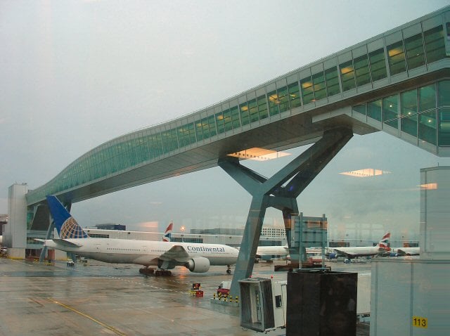 The bridge connecting the North Terminal to its apron pier