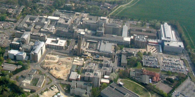 Aerial view of Addenbrooke's Hospital