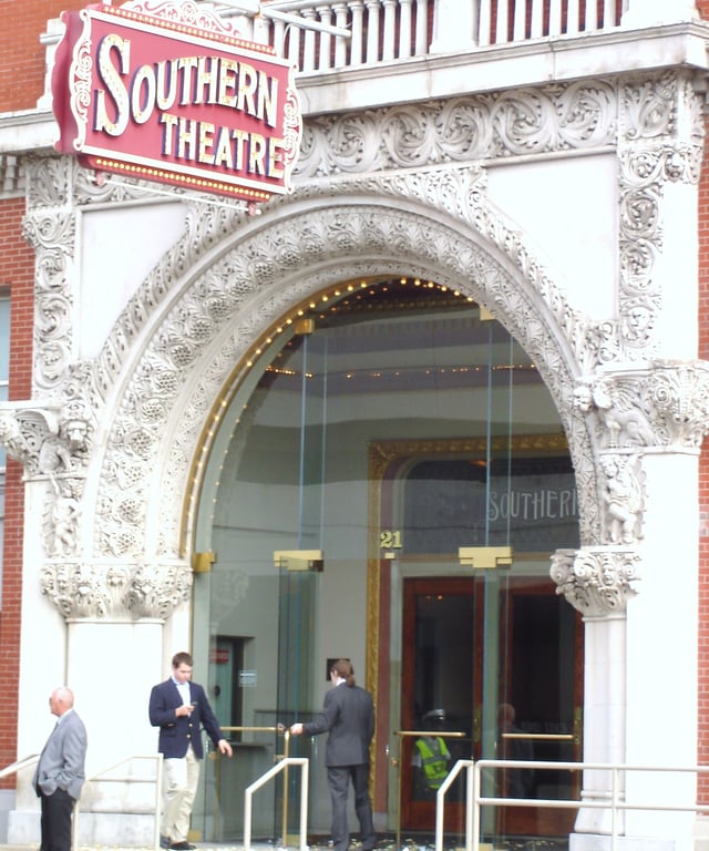 The Southern Theatre, built in 1896, is a federally designated historic site.