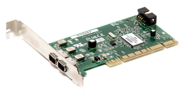 A PCI expansion card that contains two FireWire 400 connectors.