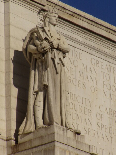Thales (Electricity), sculpture from "The Progress of Railroading" (1908), main facade of Union Station (Washington, DC)