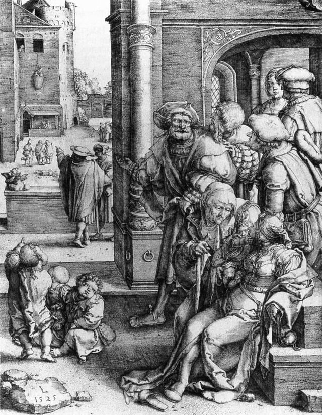 Virgil in His Basket, Lucas van Leyden, 1525