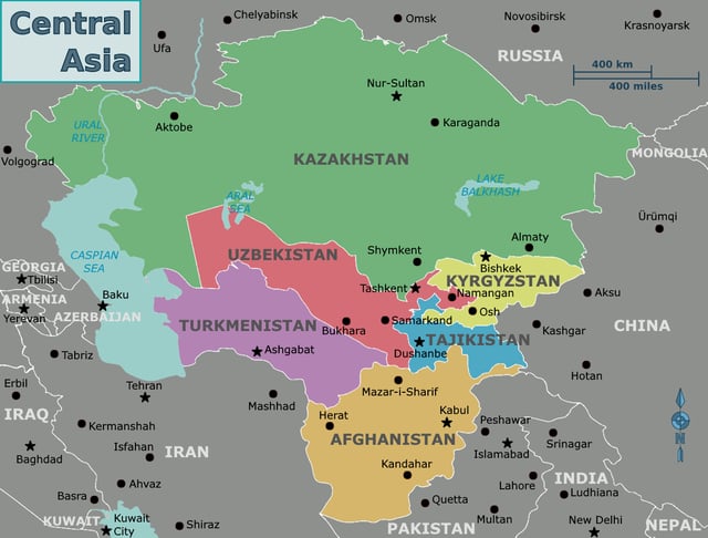 Map of Central Asia (including Afghanistan)