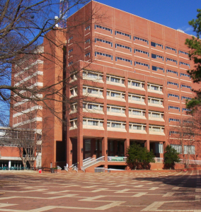 D.H. Hill Library stands 11 stories tall and is named for former NC State chancellor and librarian Daniel Harvey Hill, Jr.
