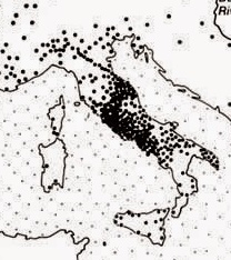 Map of roman coloniae during the second century in Italy