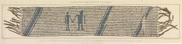 The belt of wampum delivered by the Indians to William Penn at the "Great Treaty" (1682)