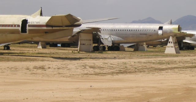 Boeing 707s at AMARG being used for salvage parts for the KC-135s, 2005