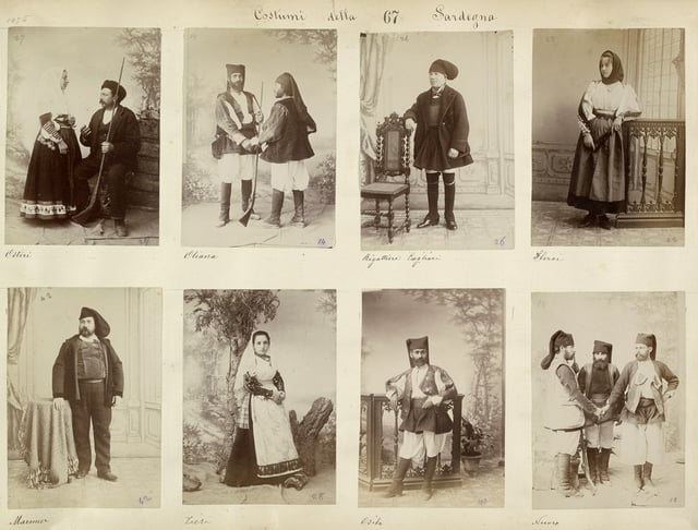 Sardinians wearing traditional clothing, 1880s.