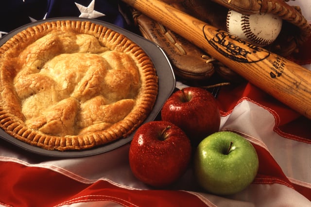 American cultural icons, apple pie, baseball, and the American flag. All have European influence primarily from the British.