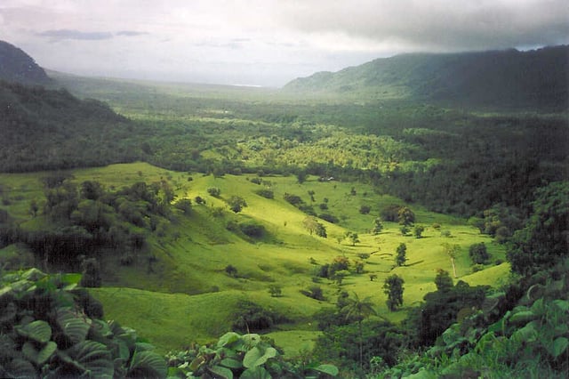 A view of Falefa Valley from Le Mafa Pass, east Upolu.