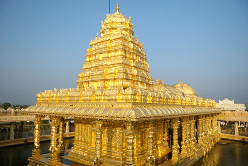 The Golden Temple at Vellore is gilded with 1500 kg of pure gold.