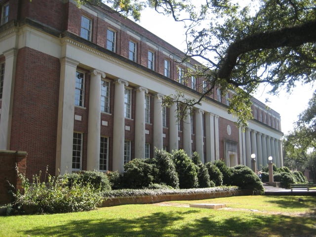 Jones Hall, where the School of Law was located from 1969 until 1995. It now acts as a Special Collections library and houses Classical Studies, Jewish Studies, and Stone Center for Latin American Studies.