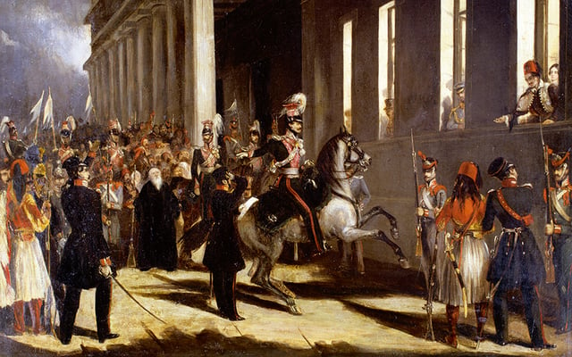 Dimitrios Kallergis on horseback during the 3 September 1843 Revolution