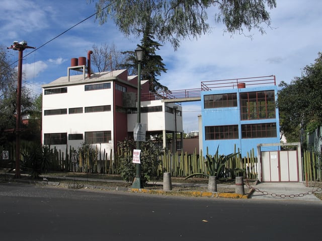 Frida Kahlo and Diego Rivera house in San Ángel designed by Juan O'Gorman, an example of 20th Century Modernist Architecture in Mexico