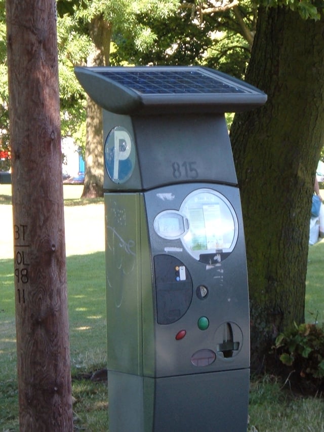 Solar parking meter in Edinburgh, Scotland