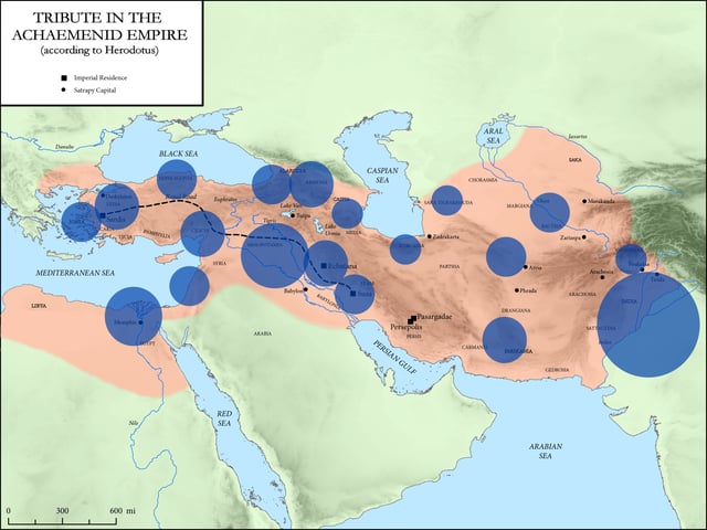 Volume of annual tribute per district, in the Achaemenid Empire, according to Herodotus.