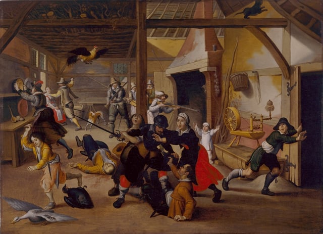 Soldiers plundering a farm by Sebastian Vrancx, 1620