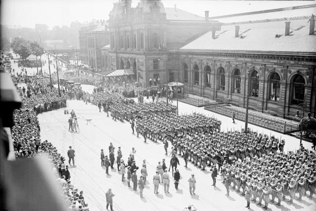 French Army troops gathering before their departure from Rhineland, occupied Mainz, 1930