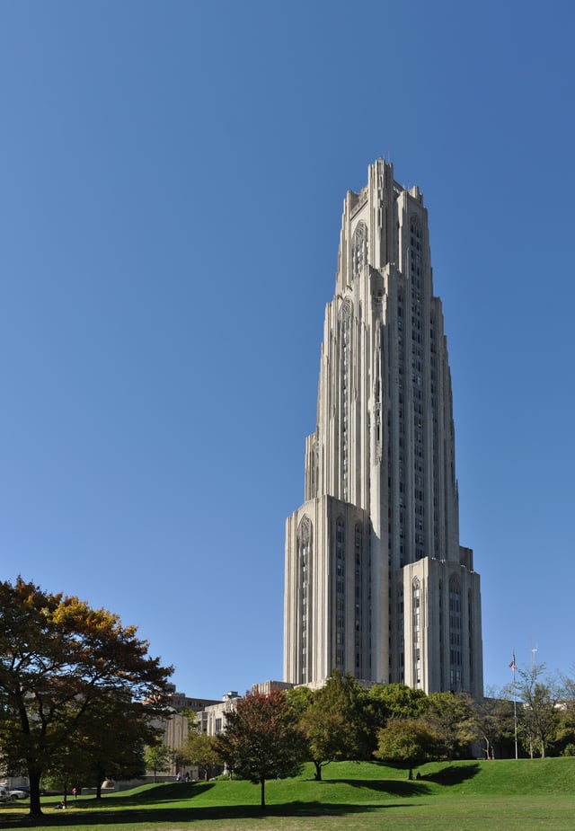 The Cathedral of Learning, the centerpiece of Pitt's campus and the tallest educational building in the Western Hemisphere