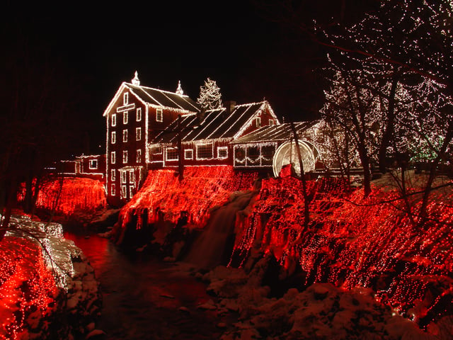 Clifton Mill in Clifton, Ohio is the site of this Christmas display with over 3.5 million lights.