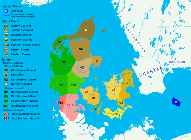 Map of Danish dialects