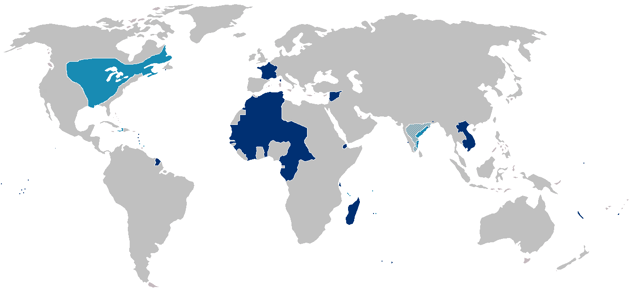 Areas of French Colonization