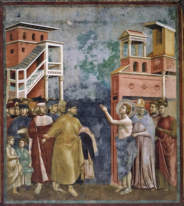 One of the Legend of St. Francis frescoes at Assisi, the authorship of which is disputed.