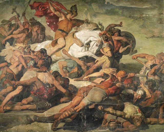 The victorious advance of Hermann, depiction of the 9 AD Battle of the Teutoburg Forest, by Peter Janssen, 1873