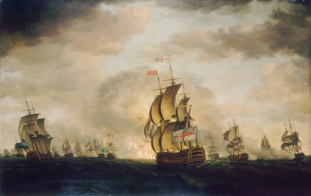 The Moonlight Battle of Cape St. Vincent, 16 January 1780 by Francis Holman, painted 1780