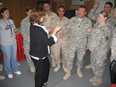 Loretta Sanchez visiting U.S. troops in Kuwait during Easter