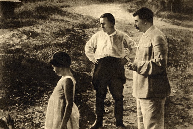 Leningrad party leader Sergei Kirov with Stalin (and his daughter Svetlana) in 1934.