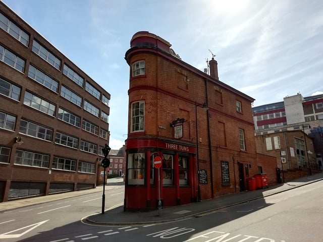 The Three Tuns, Sheffield, the iconic triangular, corner architectural delight, and former Nun's washhouse, circa early 1800s