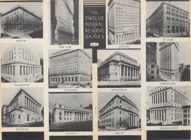 The twelve Reserve Banks buildings in 1936