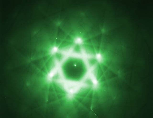 Brillouin-zone construction by selected area diffraction, using 300 keV electrons.