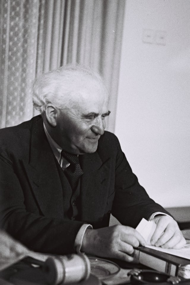 David Ben-Gurion told mourners at a funeral held on 20 April 1936 for nine victims of rioting in Jaffa the previous day that Jews would only be safe "in communities which are 100% Jewish and built on Jewish land."