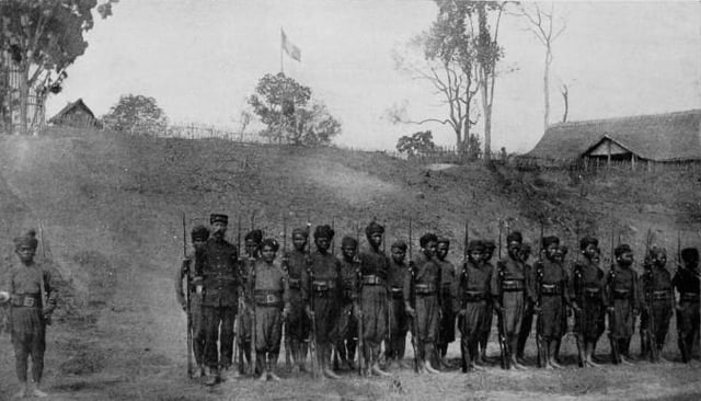 Local Lao soldiers in the French Colonial guard, c. 1900