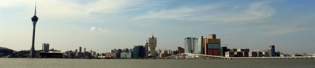 The Macau Peninsula skyline, viewed from Taipa