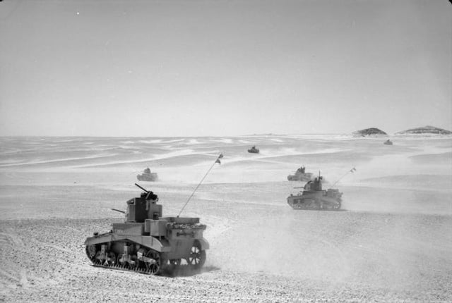 Stuart tanks of the 8th King's Royal Irish Hussars in North Africa, August 1941.
