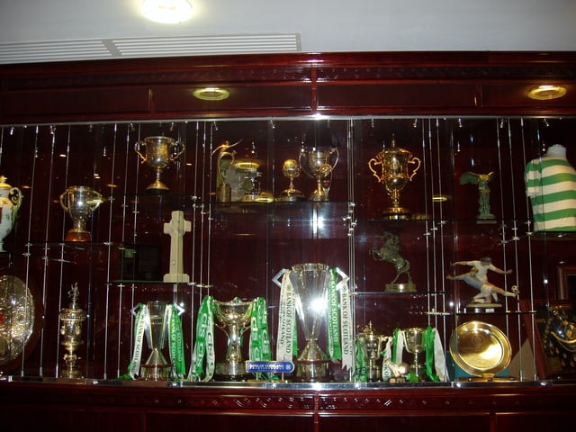 Trophy case at Celtic Park