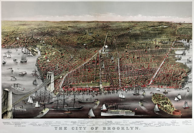 Currier and Ives print of Brooklyn, 1886.