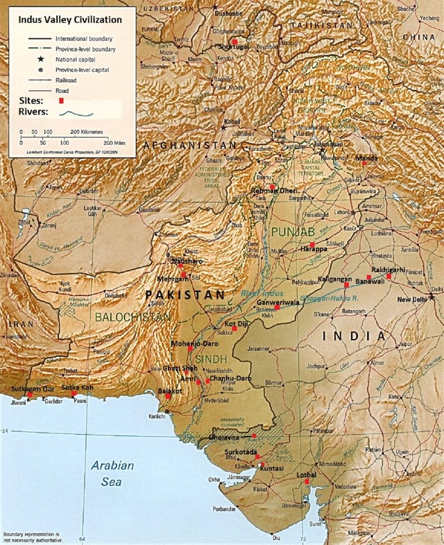 Major sites and extent of the Indus Valley Civilization