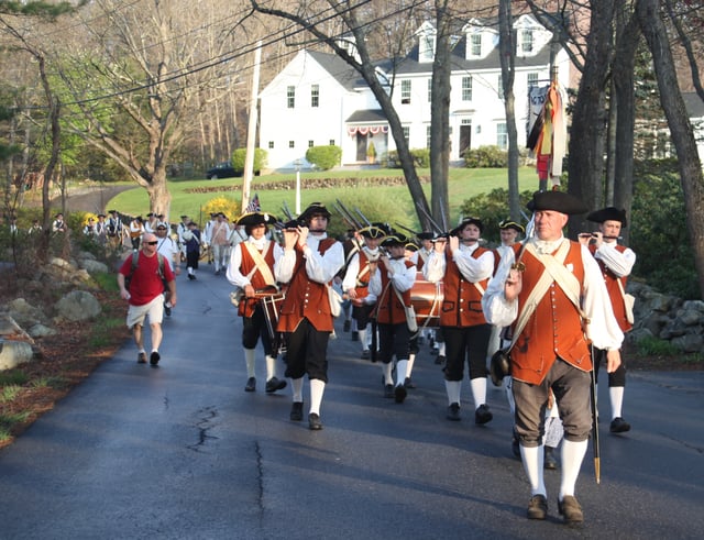 Acton Minutemen and citizens marching from Acton to Concord on Patriots' Day 2012