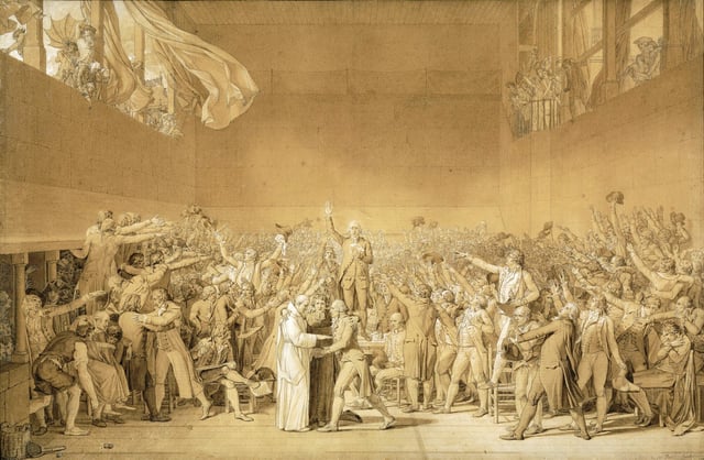 The National Assembly taking the Tennis Court Oath (sketch by Jacques-Louis David)