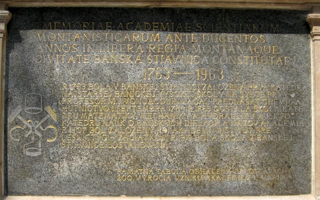 Academy of Mining and Forestry memorial plaque.